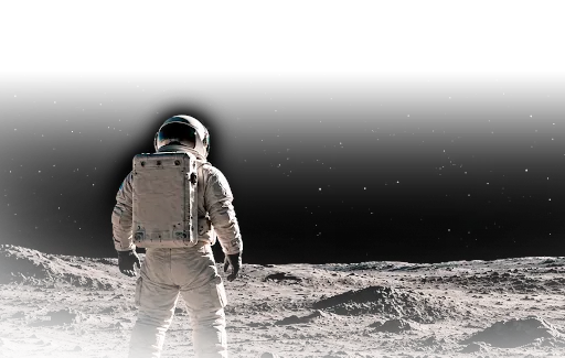 Astronauta na Lua observando a Terra
